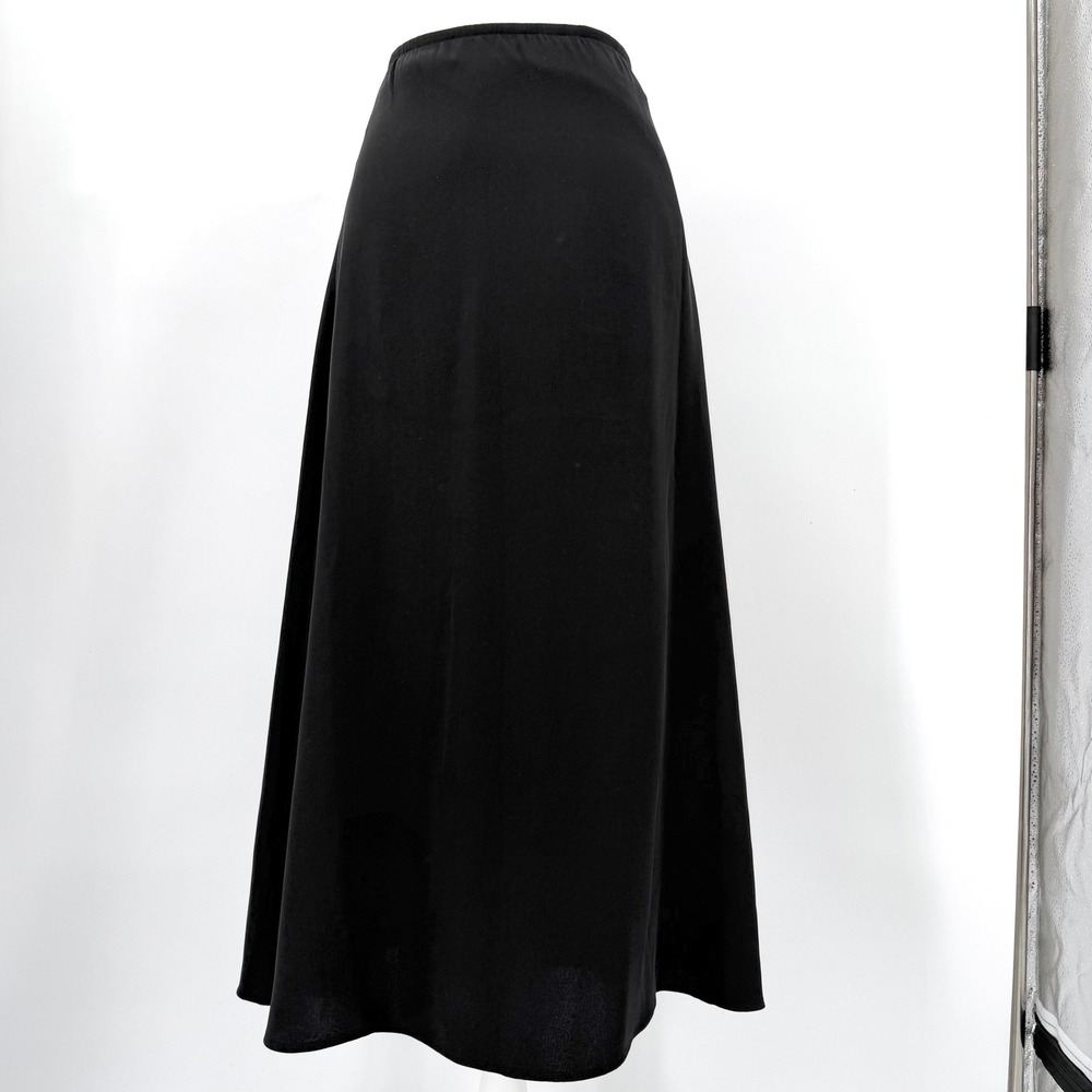 Eileen Fisher Black 100% Silk Maxi Skirt Womens XS Minimalist Quiet Luxury New